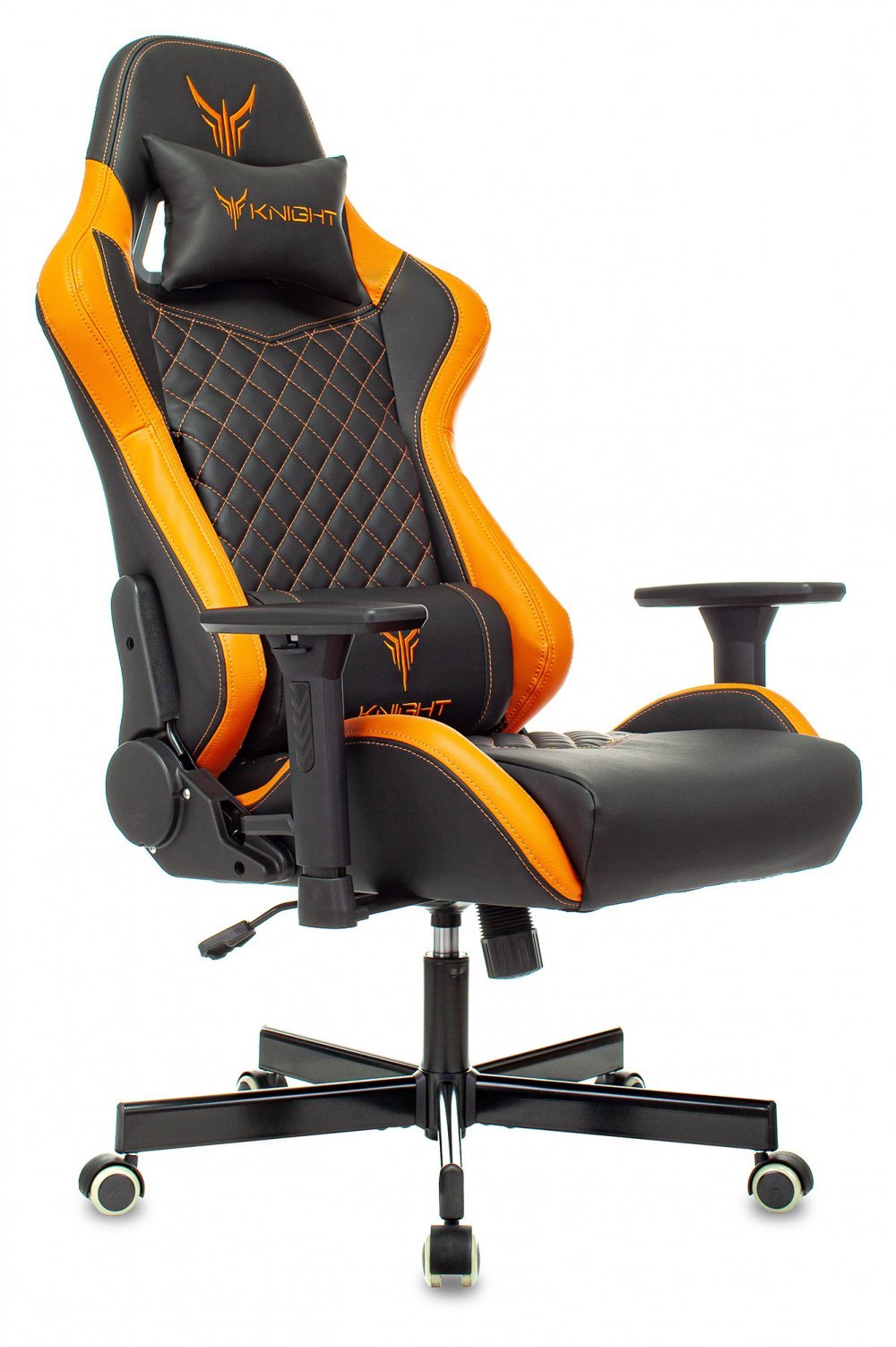Кресло игровое Knight Armor черный/оранжевый ромбик эко.кожа с подголов. крестовина металл
