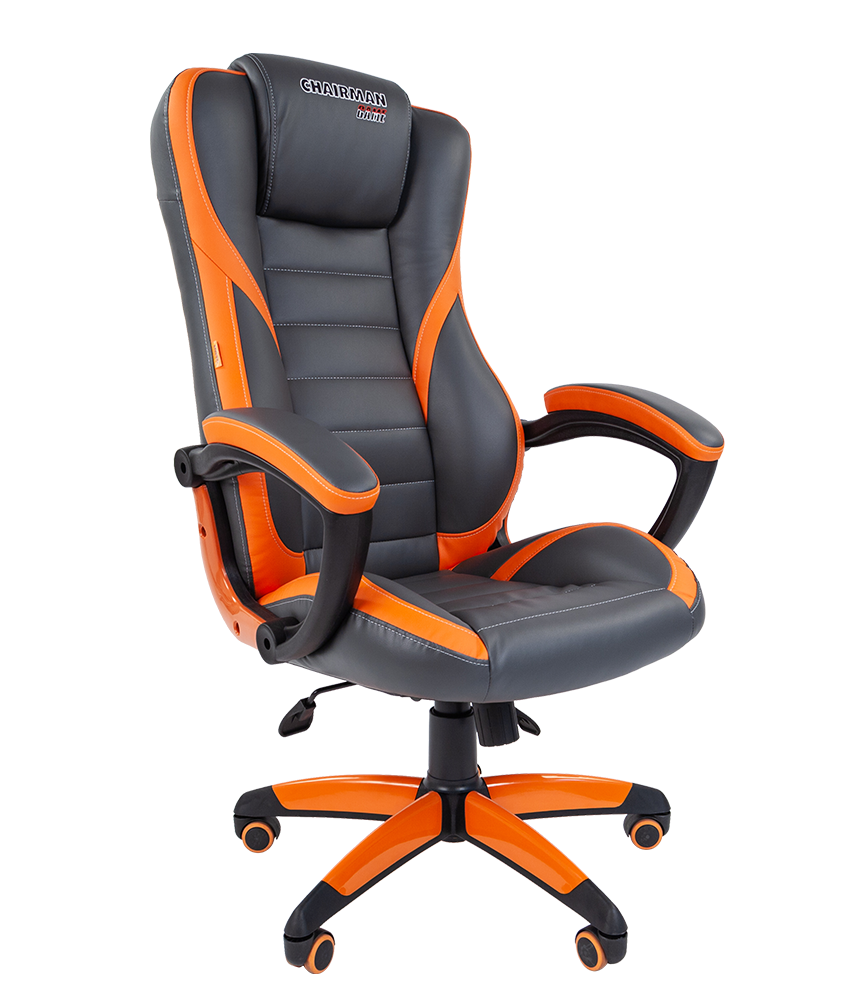 Кресло игровое GAME 22 (экокожа) (серый/оранжевый)