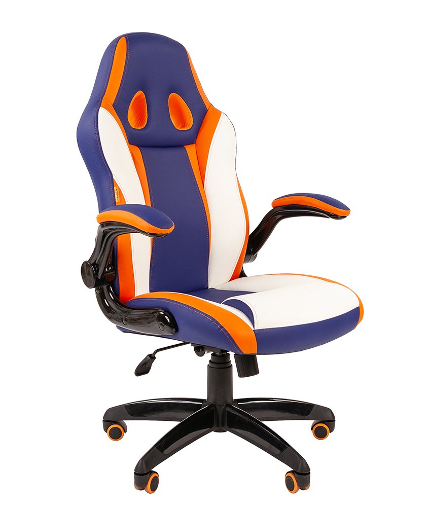 Кресло игровое GAME 15 MIXCOLOUR (экокожа) (белый/синий/оранж)