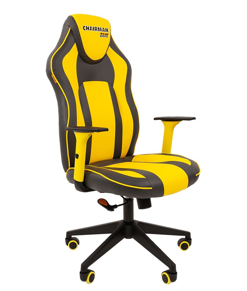 Кресло игровое GAME 23 (экокожа) (серый/желтый) остаток