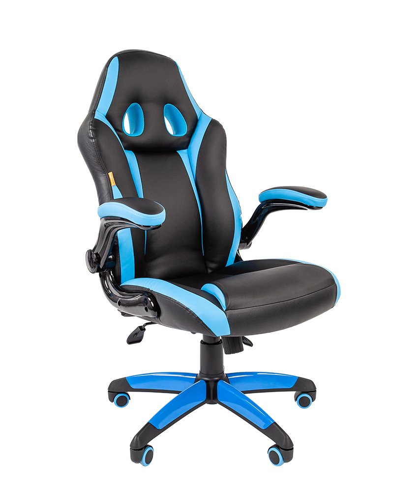 Кресло игровое GAME 15 (экокожа) (черный/голубой)