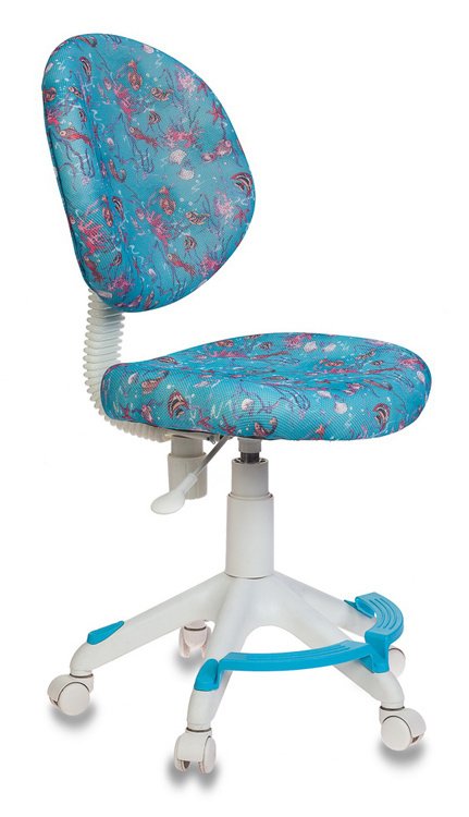 Кресло детское KD-W6-F/AQUA подставка для ног голубой аквариум сетка (пластик белый)