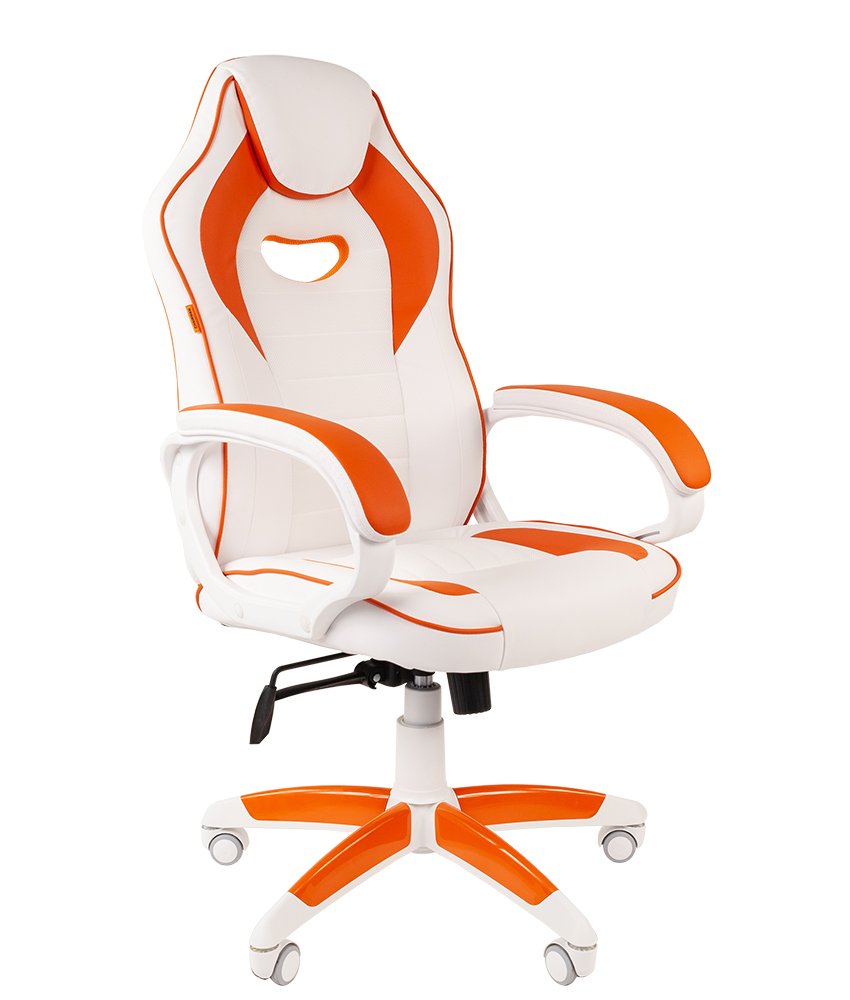 Кресло игровое GAME 16 WHITE (экокожа/ткань TW) (белый/оранжевый) остаток