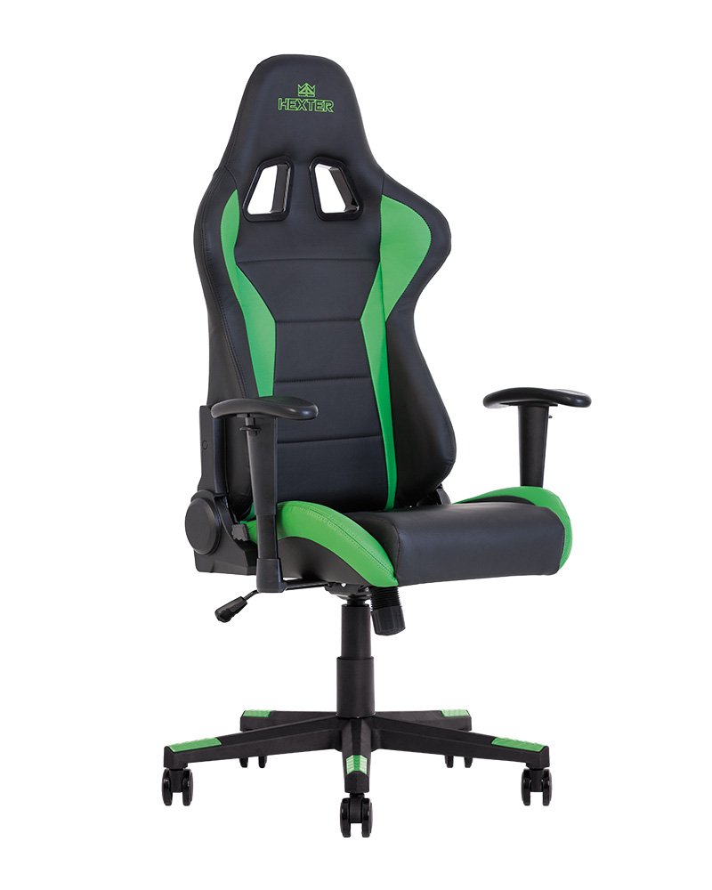 Кресло игровое HEXTER ML R1D TILT PL70 ECO/01 BLACK/GREEN  (черное/зеленые вставки)